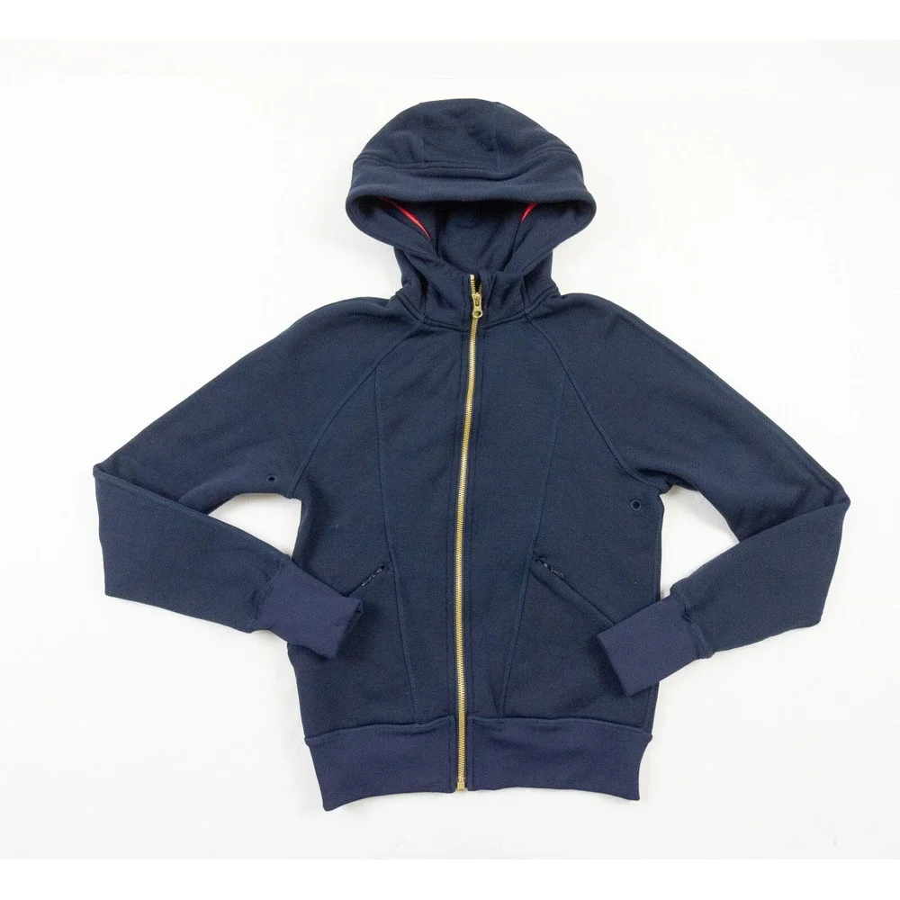 Lululemon Sweatshirt Womens 4 Blue Hoodie Full Zip Stretch Sweater Outdoors